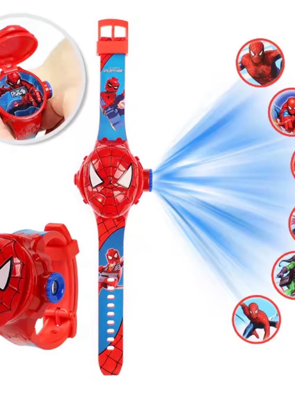 Spiderman Red and Blue Projector Watch with Character Slides